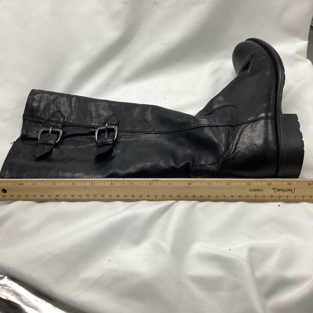 Clarks Black Leather Knee High Boots Buckle Zip Women Size 7.5 M - Picture 10 of 11
